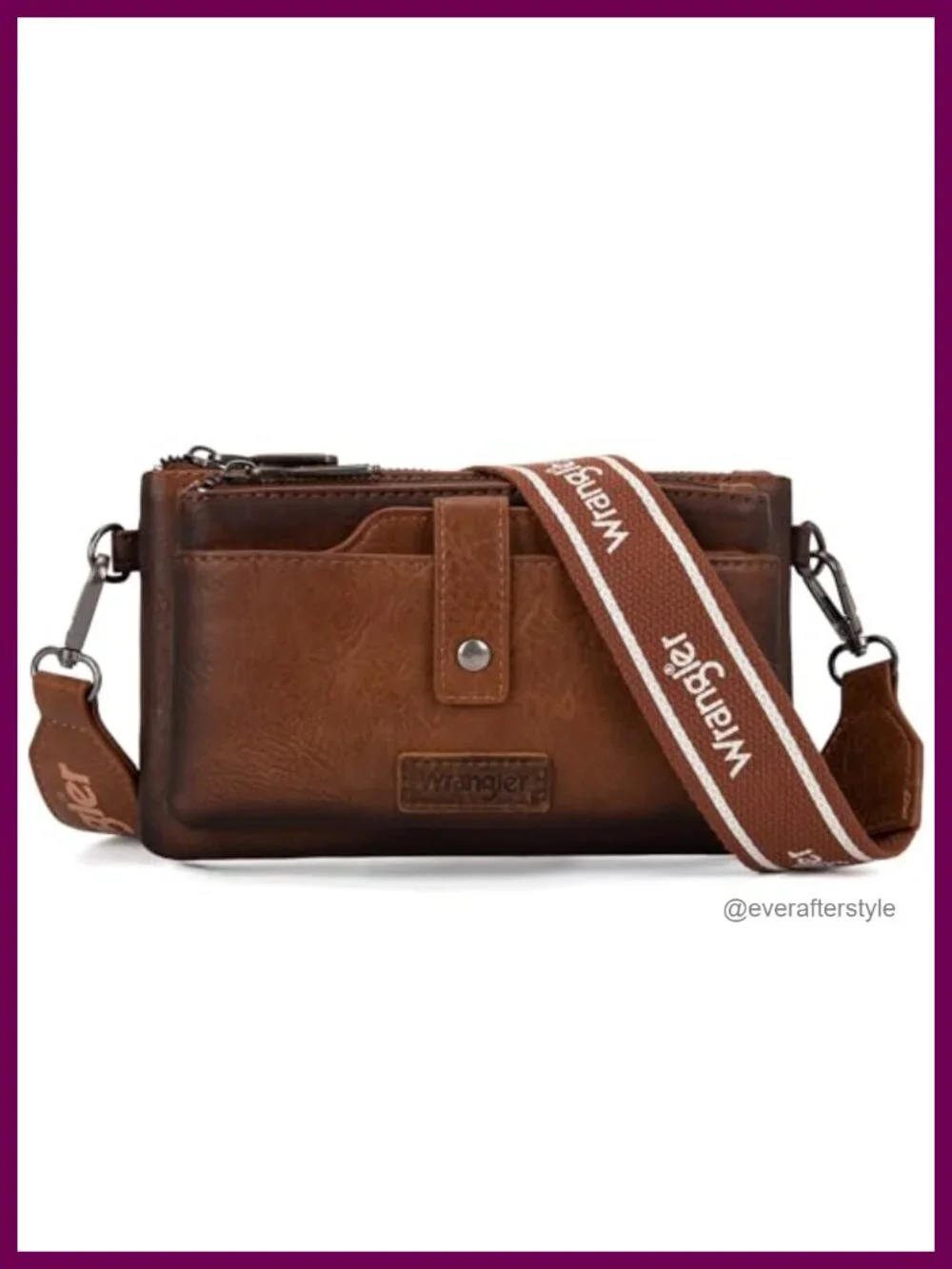 Vegan Leather Crossbody Wallet Card Holder Double Zipper